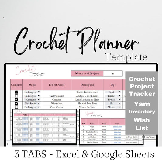 Crochet Planner Template (Spreasheets Crocheting, Organizer)